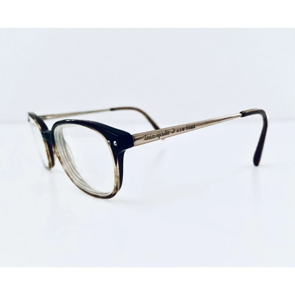 Kate Spade Brown Cat Eye Square Glasses W Gold Metal Temple Manuela 0ERV 140